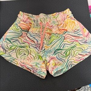 Athleta Pink and Green Athletic Shorts Vibrant Quick-Dry Design